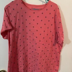 Croft & Barrow 1X classic tee shirt pink anchor sailing